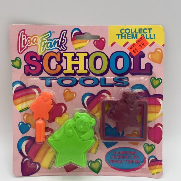 Vintage Lisa Frank School Tools sets x 2 Paper Clips pencil topper NOS Sealed - Picture 14 of 16